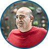 a man in a red T-shirt